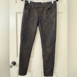 David Kahn Black and Gold Patterned Paisley Pants